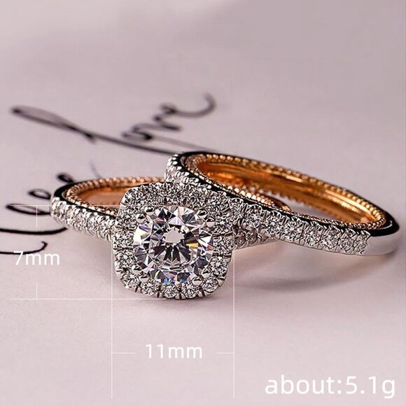 ⚡ Round Zircon Macro Pave Beautiful Classic Wedding Ring for Women, PD468 - Picture 7 of 7